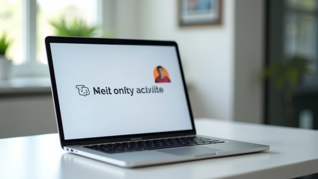 Laptop screen displaying well-designed presentation slide with minimal text, professional image, and clean color scheme