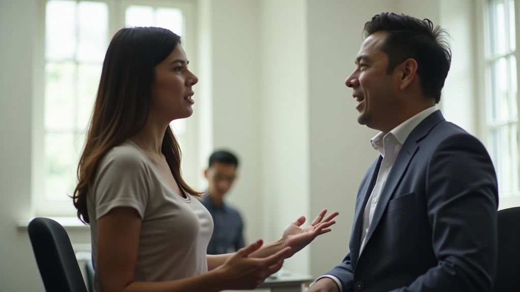 Voice coach demonstrating vocal exercises and breathing technique with participant